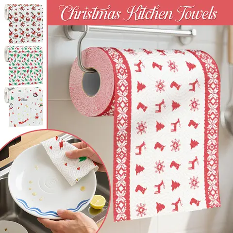 37 Sheet Christmas Kitchen Paper, Disposable Kitchen Cleaning Cleaning Tools, Christmas Decorative Paper Towels