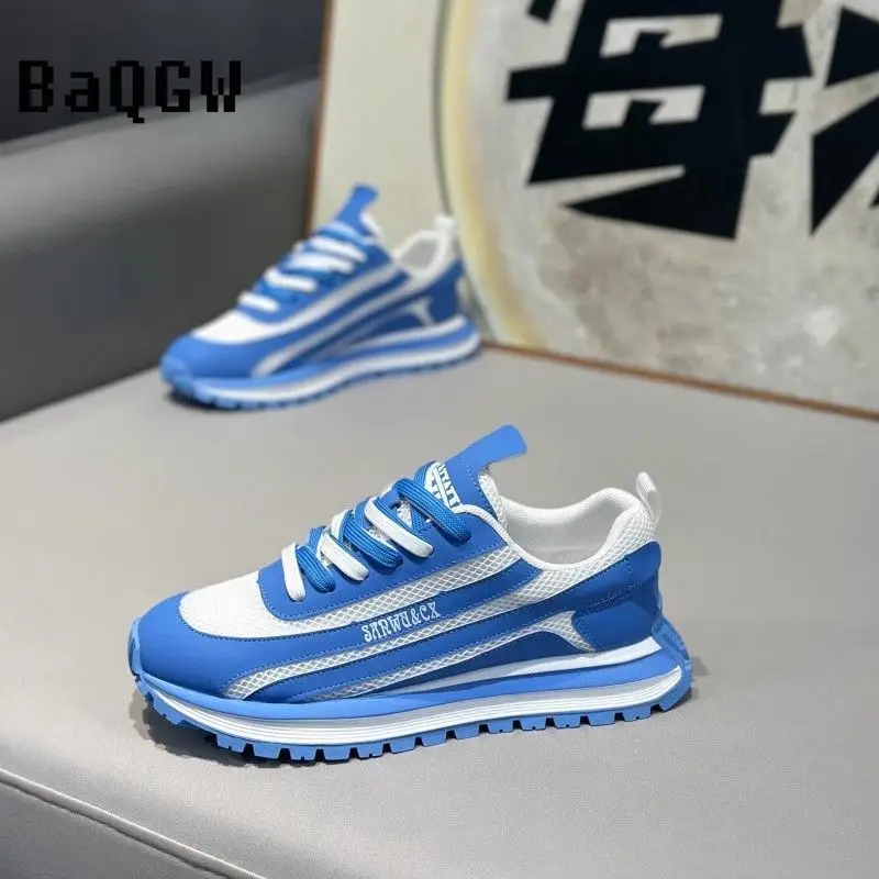 

Color Block Men's Running Shoes Mesh Breathable Chunky Sneakers Athletics Sport Trainer Tennis Thick Sole Basketball Shoes