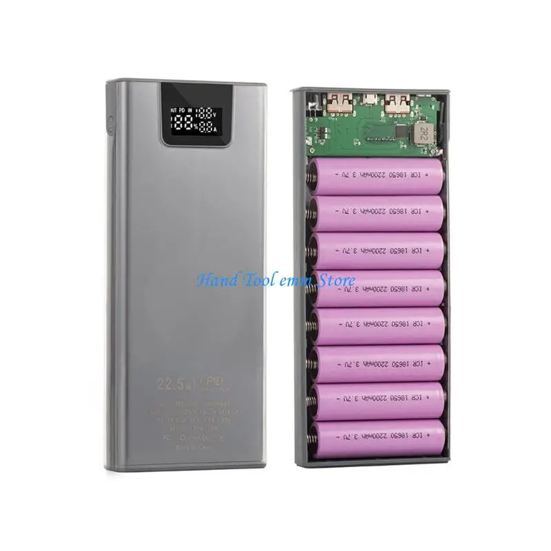 

H37F DIY 8x18650 Аккумуляторные корпусы зарядное устройство Внешнее ПВХ оболочки питания питания портативные внешние коробки без