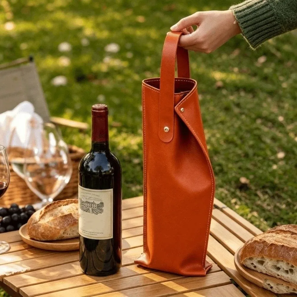 Snap-On Wine Packaging Bag Portable Reusable Wine Bottles Tote with Handle Single Bottle Single Champagne Bottle Handbag Party