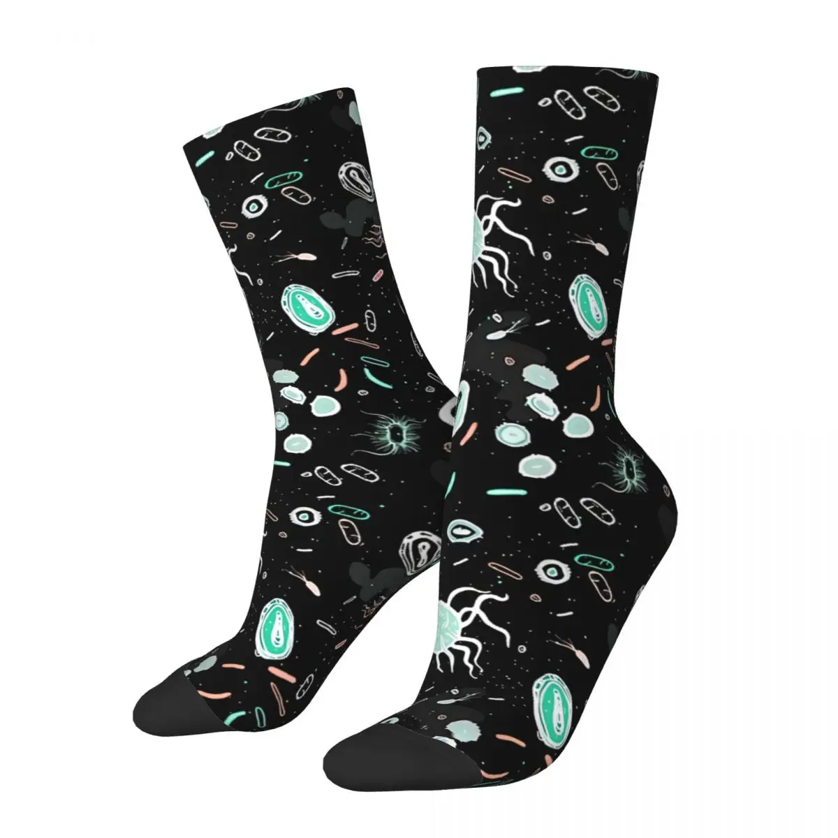 Funny Men's Socks Microbiology Retro Harajuku Street Style Casual Pattern Crew Crazy Sock Gift Printed