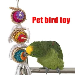 Bird Toys, Parrot Toys with Bells, Parrots Cage Chewing Toy Multicolored Bite Toys for Macaw Cockatoo Pet Birds Accessories