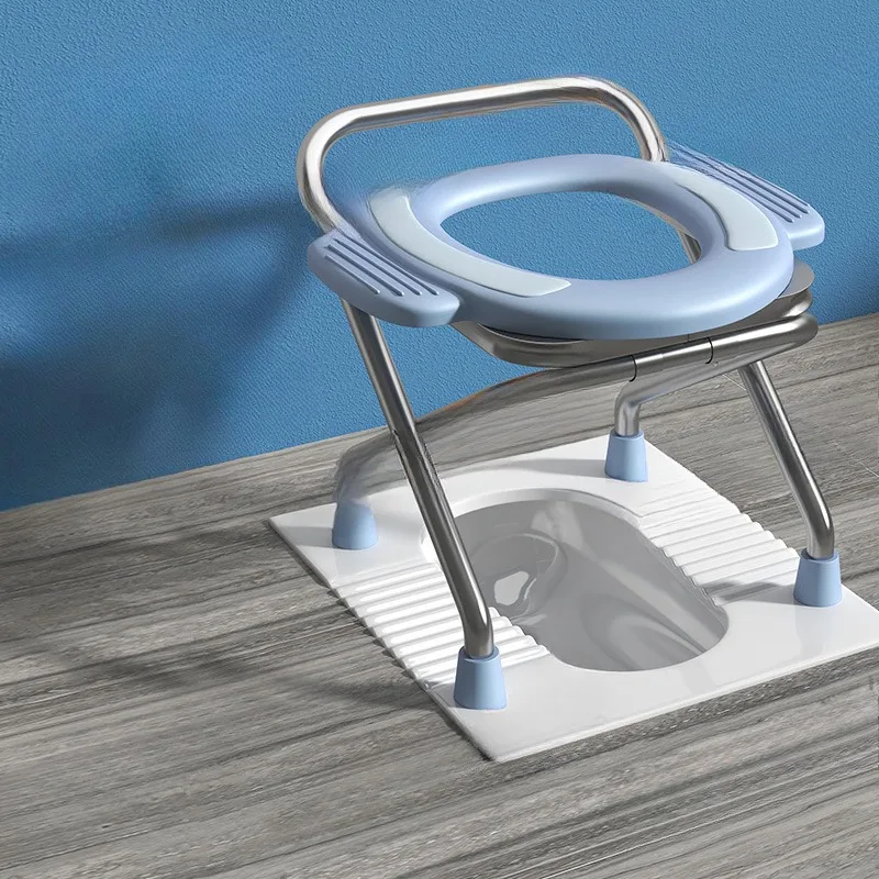 Stainless Steel Maternity Toilet Chair  Foldable Senior Seat  Dual-Ear Mobile Toilet  Non-Slip Squat Stool  Maternity Seat