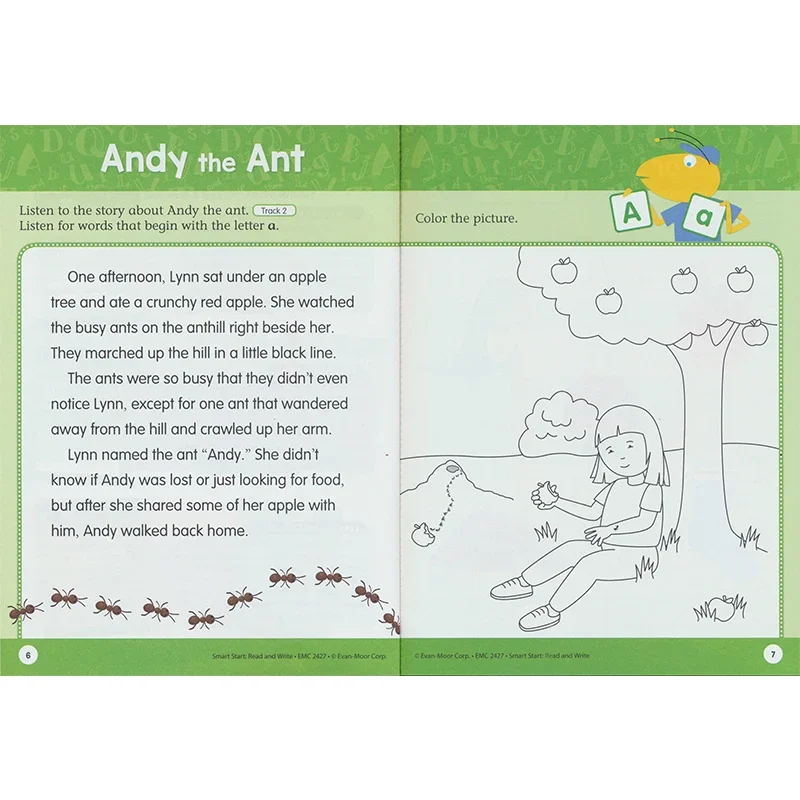 Evan-Moor Smart Start Read and Write Workbook, Grade PreK,aged 3 4 5 6, English book 9781629389813