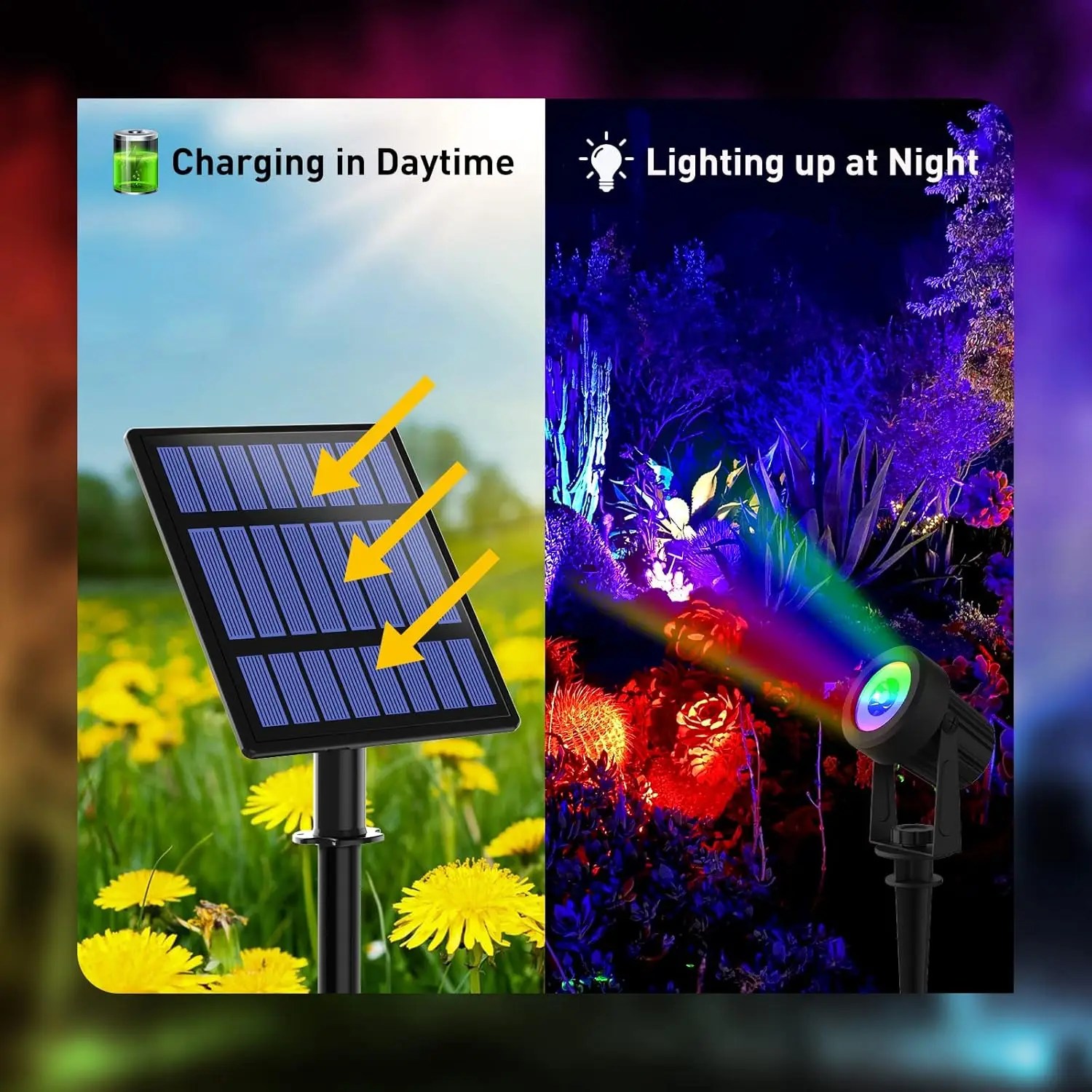 4/6 LEDS RGB Solar Spotlight IP65 Waterproof Color Changing Outdoor Garden Light For Landscape Tree House Solar Street Wall Lamp