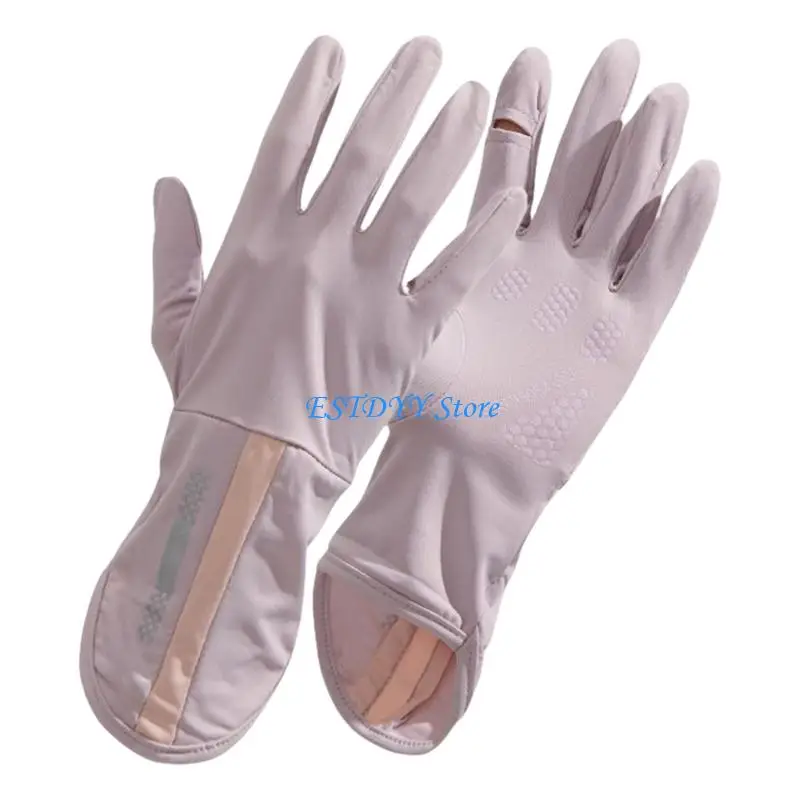 

G6DE Sunshade Ice Silk Breathable Gloves Ice Silk Long Thin Driving Gloves Sun Protections Gloves Nonslip Mittens Easy to Use
