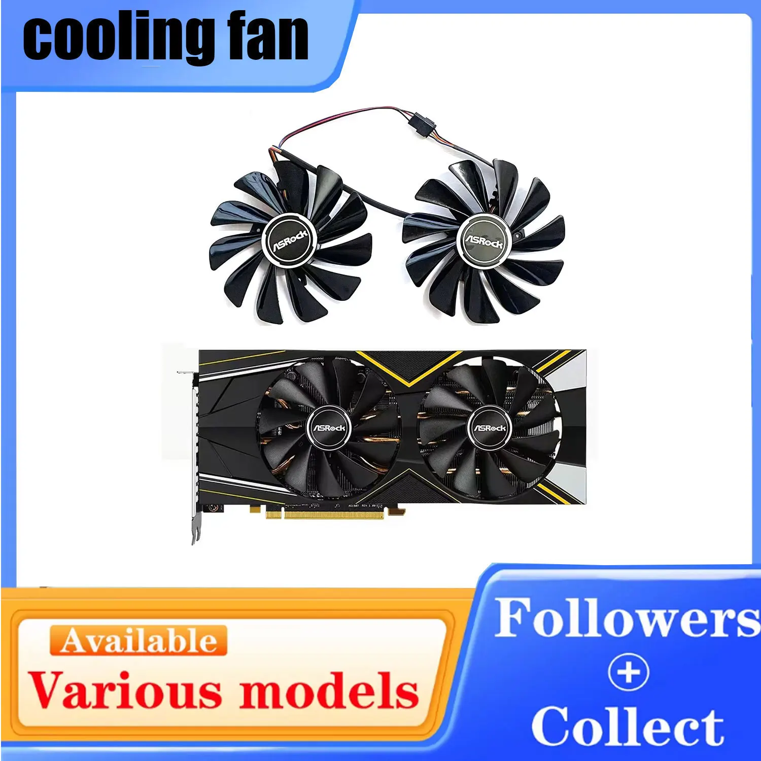 95MM 4PIN CF1010U12S FDC10U12S9-C RX 5700XT GPU Fan for Asrock Radeon Rx 5700 XT 5700XT Graphics Card Cooling