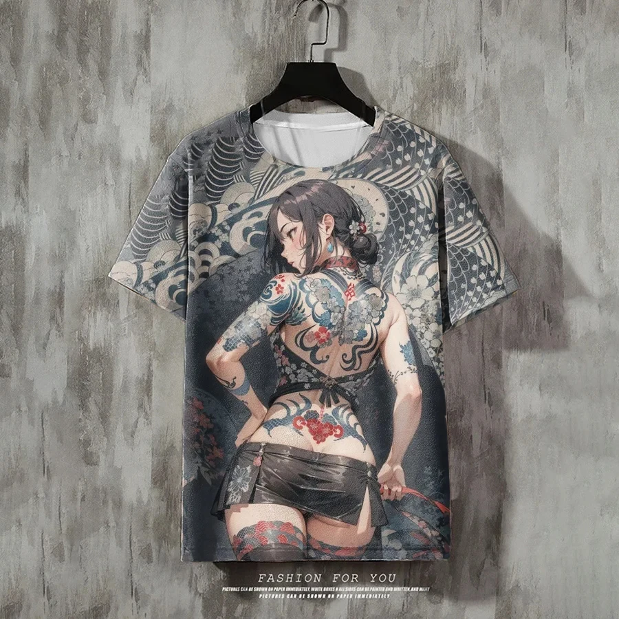 Summer Fashion Men's T-shirt Women's Pattern Short Sleeve Men's T-shirt Casual 3D Cartoon Top Men's Anime Tattoo Short Sleeve