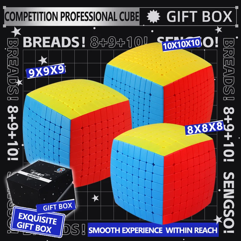 sengso Speed Cube 8x8 9x9 10x10 High difficulty level Designated for Competition Cube Puzzle Excellent feel kid Educational toys
