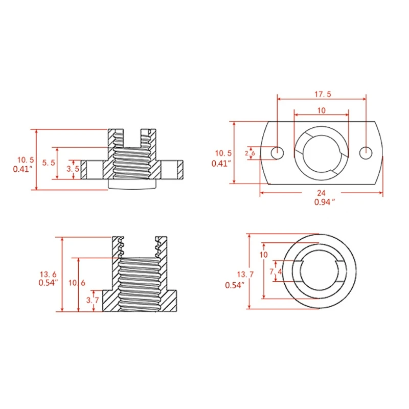 Chống Phản Ứng Dữ Dội Lò Xo Hạt T8 POM Loại Bỏ Khoảng Cách Hạt Cho CR10 CR-10S Ender-3 Vít Dẫn Phụ Kiện