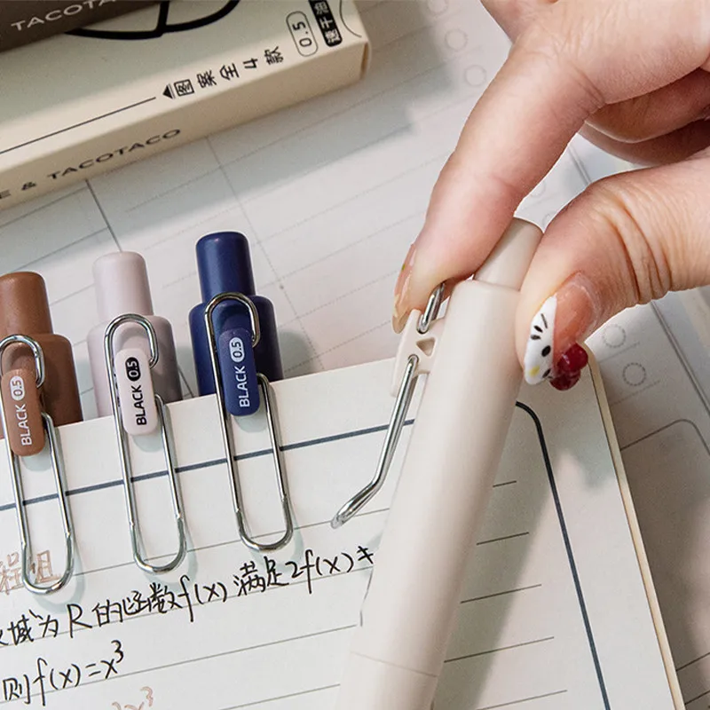 4Pcs Minimalist Solid Color Mini Gel Pen Set Student Large Capacity Quick-Drying Black Ink Pen ST Pen Tip Office Signature Pens