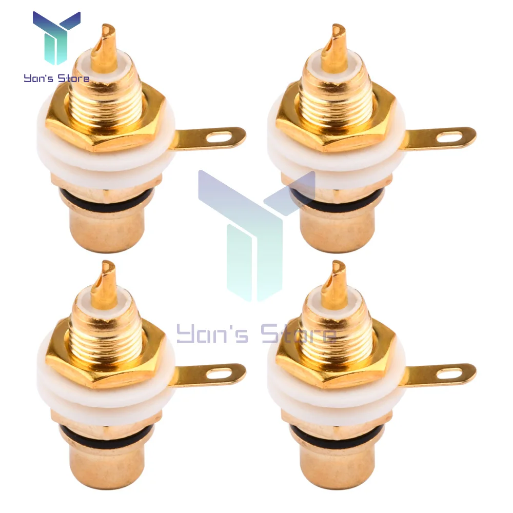1/4/10PCS RCA Female Socket Audio Chassis Welding Wire Connector Zinc Alloy Adapter Plug Gold Plated RCA Terminal Jack White