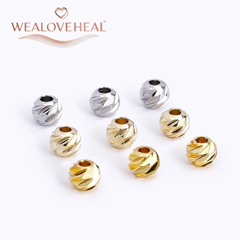 18K vergoldete Messing-Blumen-Abstandsperlen 2,5-6mm facettierte runde Metallperlen für DIY Schmuck Armbandherstellung Zubehör – Detail 19
