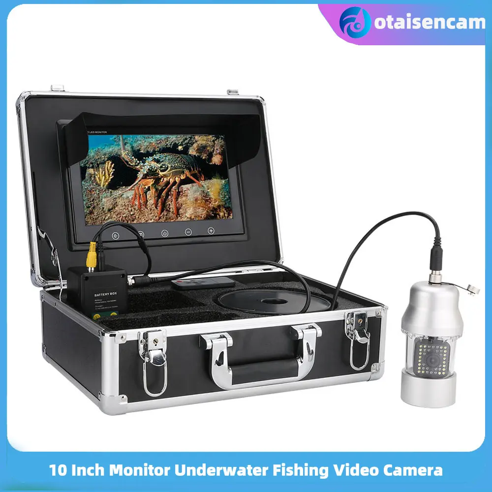 

10 Inch Monitor Underwater Fishing Video Camera Fish Finder IP68 Waterproof 38 LEDs 360 Degree Rotating Camera 20/50/100m Cable