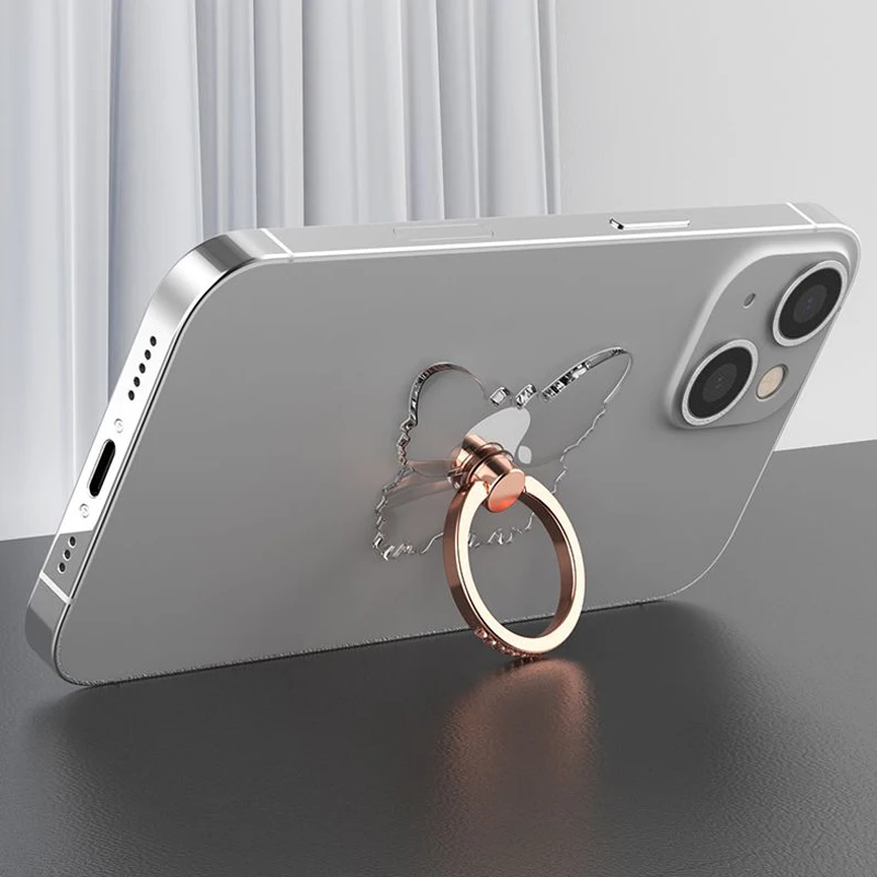 Transparent Finger Ring Holder Cellphone Cartoon Stand Clear Ring Mobile Phone Bracket for iPhone 11 12 13 14 15 Pro/Max Samsung