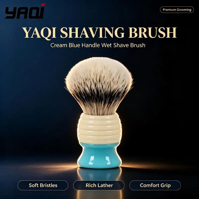 yaqi-men-wet-shaving-brush-brush-two-tone-cyan-cream-ribbed-handle-foam-maker-barber-grooming-accessory-for-shaving-cream-soap
