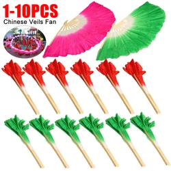 1-10pcs Chinese Silk Folding Fan Colorful Silk Veil Dancing Fans Bamboo Art Craft Gift Women Belly Dance Costume Home Decoration