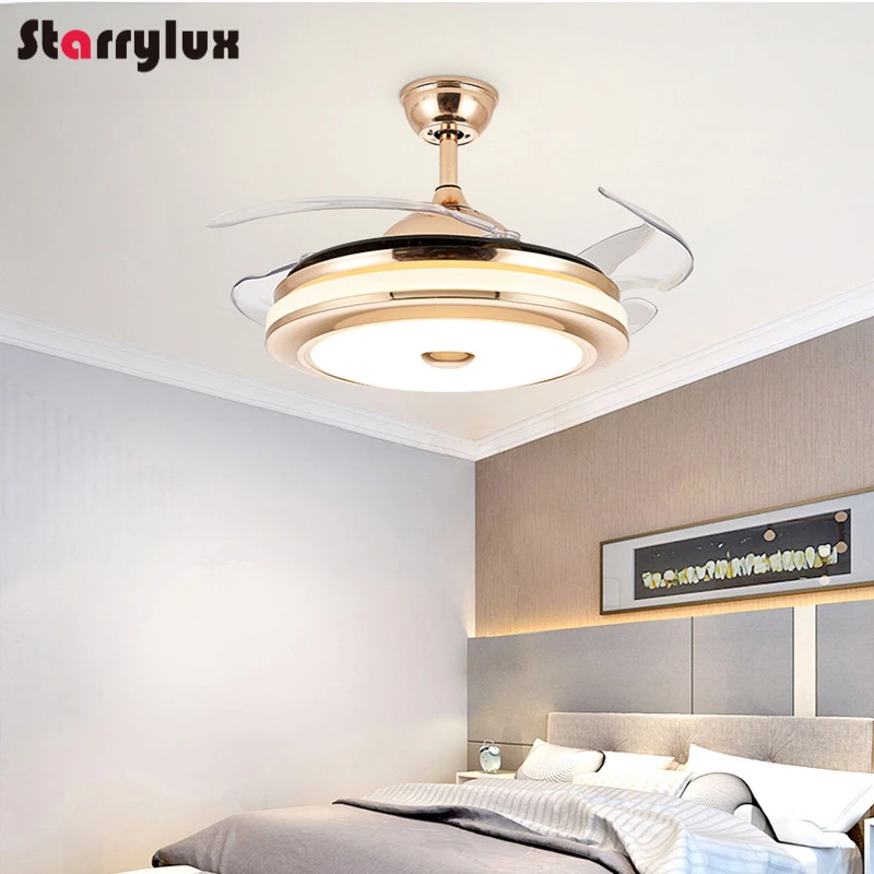 New Asian Style Ceiling Fan Light - 42/48" Hidden Blades LED fan lamp Remote Control 3-Color Light