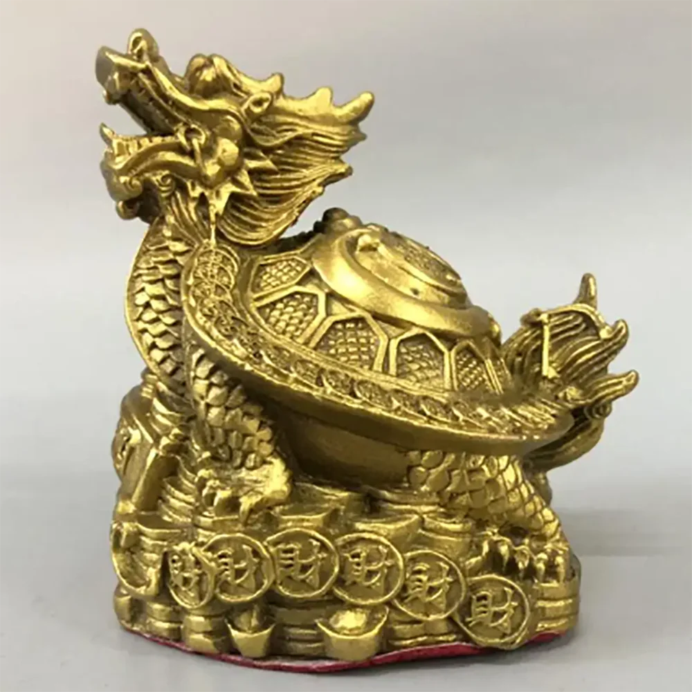 

China brass recruit wealth dragon turtle crafts statue