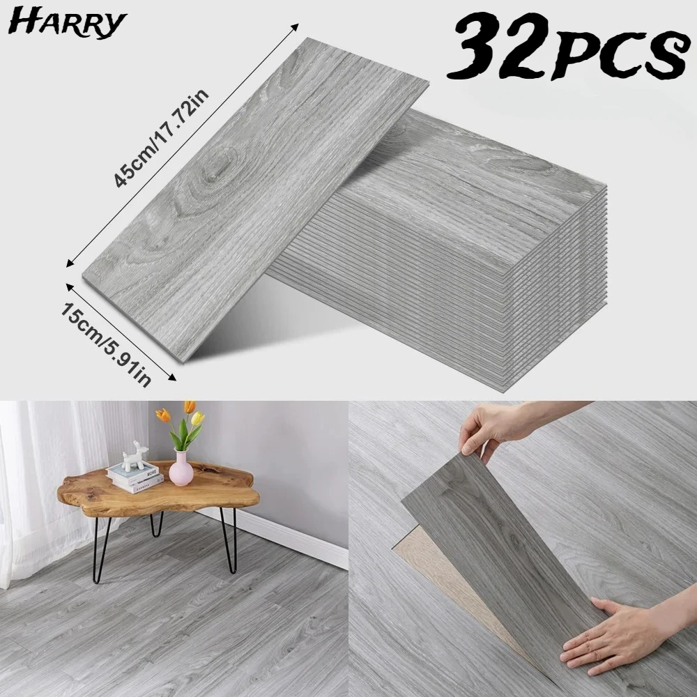 

45x15cm Floor Sticker Wall Sticker Modern Self-adhesive Thick PVC Wood Grain Floor Sticker Living Room Bedroom Decoration
