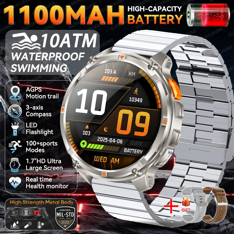 2026 Nieuwe T-Rex 3 Pro Smartwatch 1100mAh Lange Batterijduur Dual-Band GPS 10ATM Waterdicht Militaire Kwaliteit Sport Outdoor Smartwatches