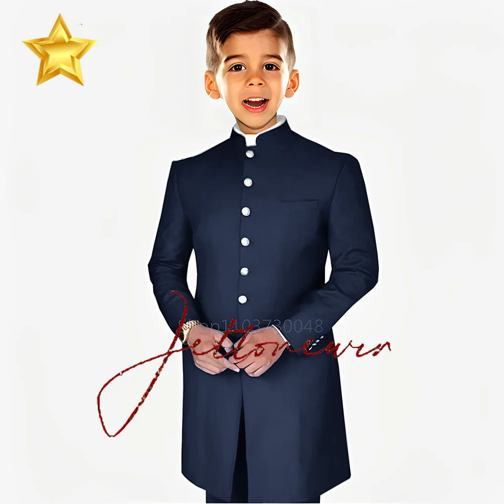 2 Pieces Boy Suits Long Coat with Pants Smart Casual Boys Business/Wedding Suits Single Breasted Jacket Trousers Kids