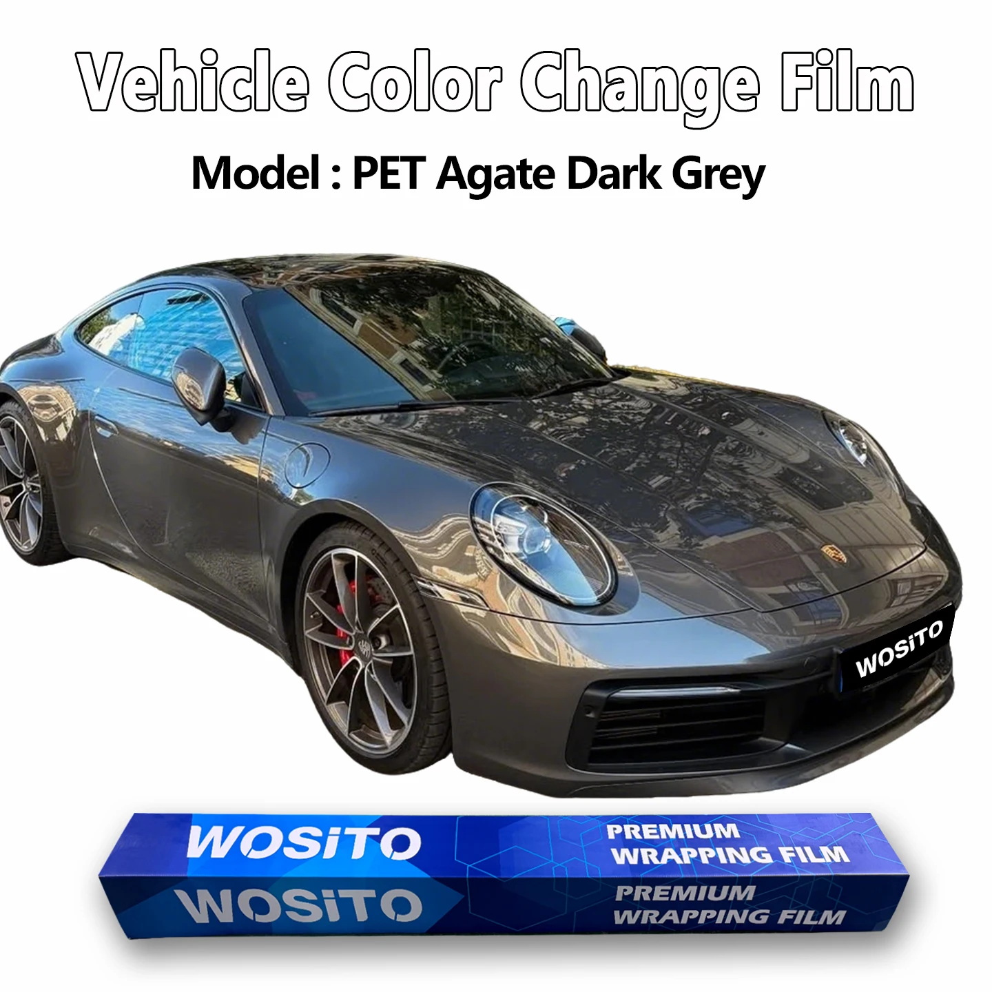

PET Agate Dark Grey Car Wrap Vinyl Film Gloss Automotive Styling Full Body Scratch Resistant Factory Wholesale Supply