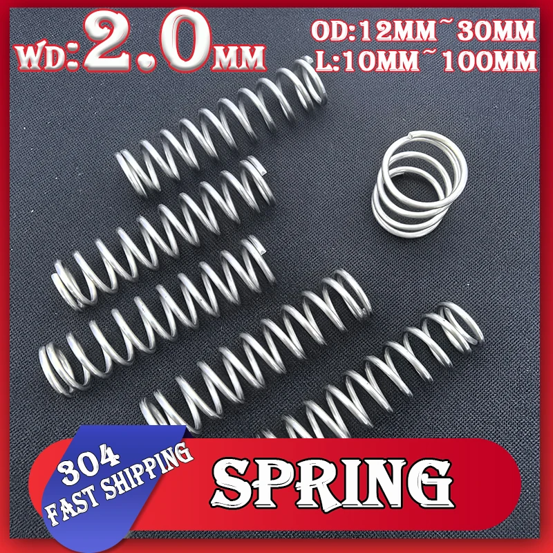 Wire Diameter 2.0mm Compression Spring 304 Stainless Steel Y-shaped Shock Absorption Return Spring Customizable 5Pcs