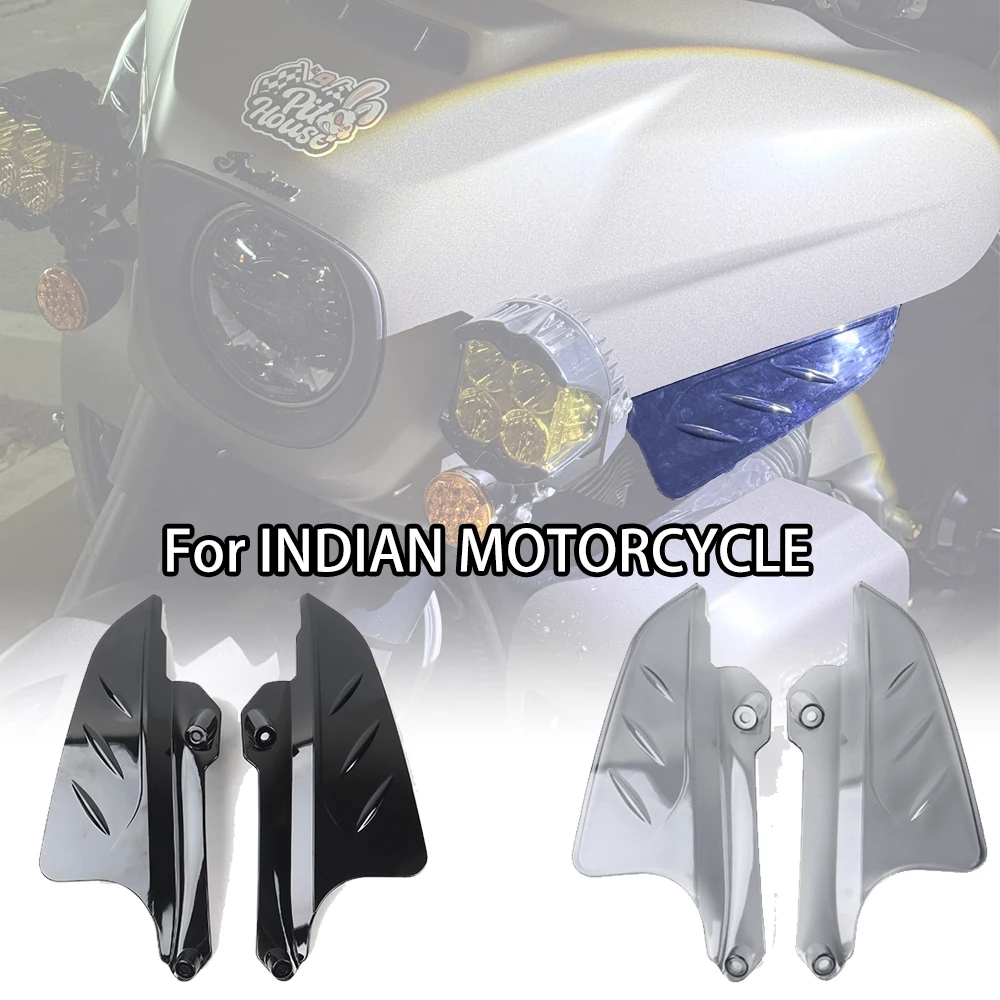 

New Indian Roadmaster Dark Horse Fairing Wind Deflectors Kit 2019-2024 | Side Spoilers | Black Smoke Gray