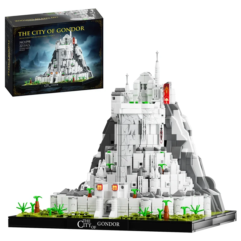 

2211PCS The Rings Minas White City Tirith Street View Architecture Model Building Block CLassic Movie Scene Puzzle Toys Gifts