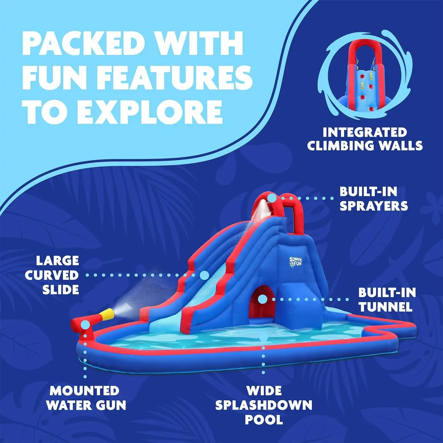 Heavy-Duty Inflatable Water Slide Park with Splash Pool, Tunnel, and Climbing Wall - Easy Setup & Fast Inflation, Includes Air Pump & Carrying Case, Perfect for Outdoor Fun