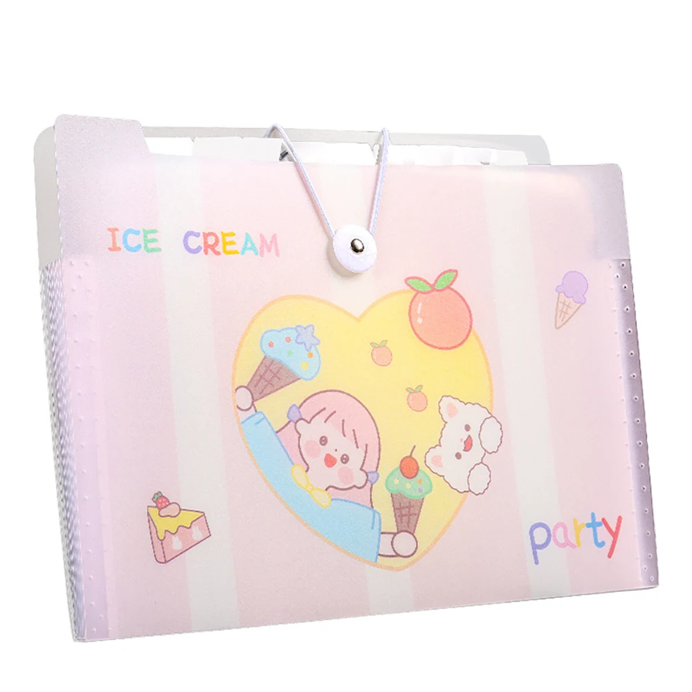 Multi-layer A4 Expanding Wallet File Folder Rope Buckle Cartoon Organ Bag Large-capacity School Office Data Storage Organizer