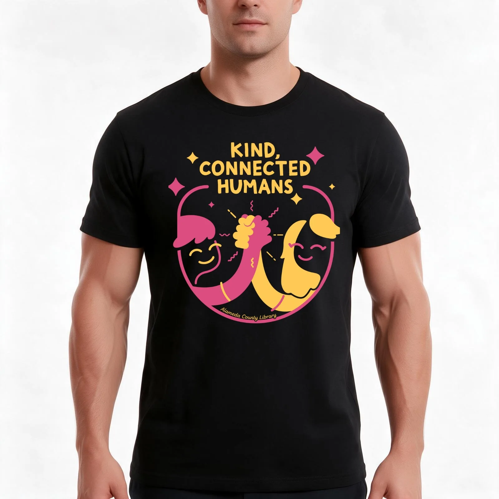 AC Library - Tutti Fruity Kind Connected Humans T-Shirt Summer Casual Cotton Tee Oversized Streetwear Tops Unisex Men Women