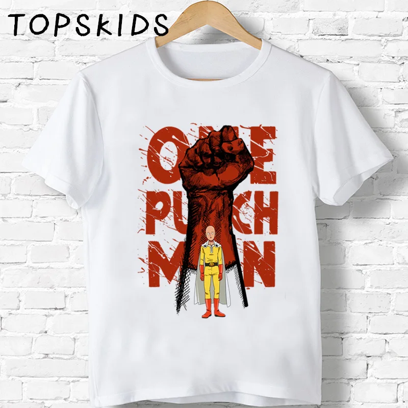 Camiseta con estampado de Anime One Punch Man Hero Saitama Oppai para niños, camisetas de verano para niñas, ropa para bebés, camisetas de manga corta para niños