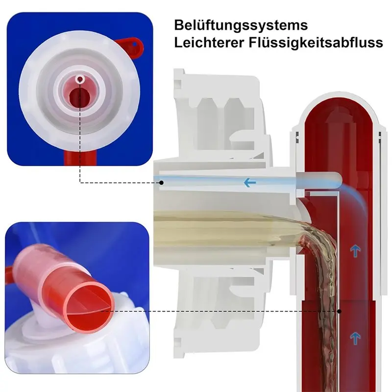 AAAF Canister Tap White/Red, DIN 61 Thread For 3 X AH 23/61 Outlet Tap Dosing Tap DIN61 For 15-60 L Canister