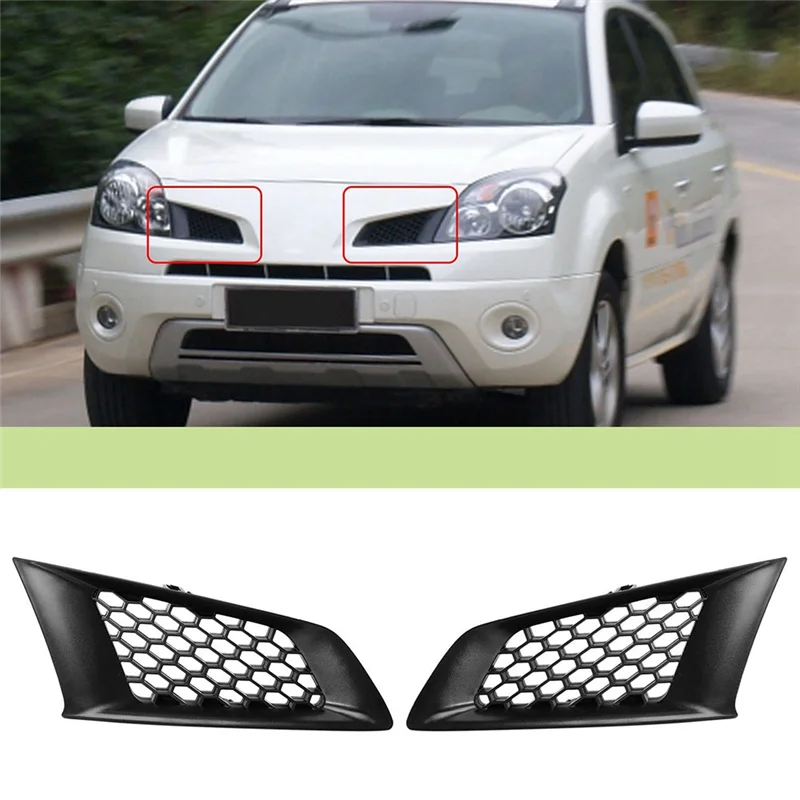 

1 Pair Front Bumper Medium Mesh Grilles Air Inlet Grille For Renault Koleos 2009-2011
