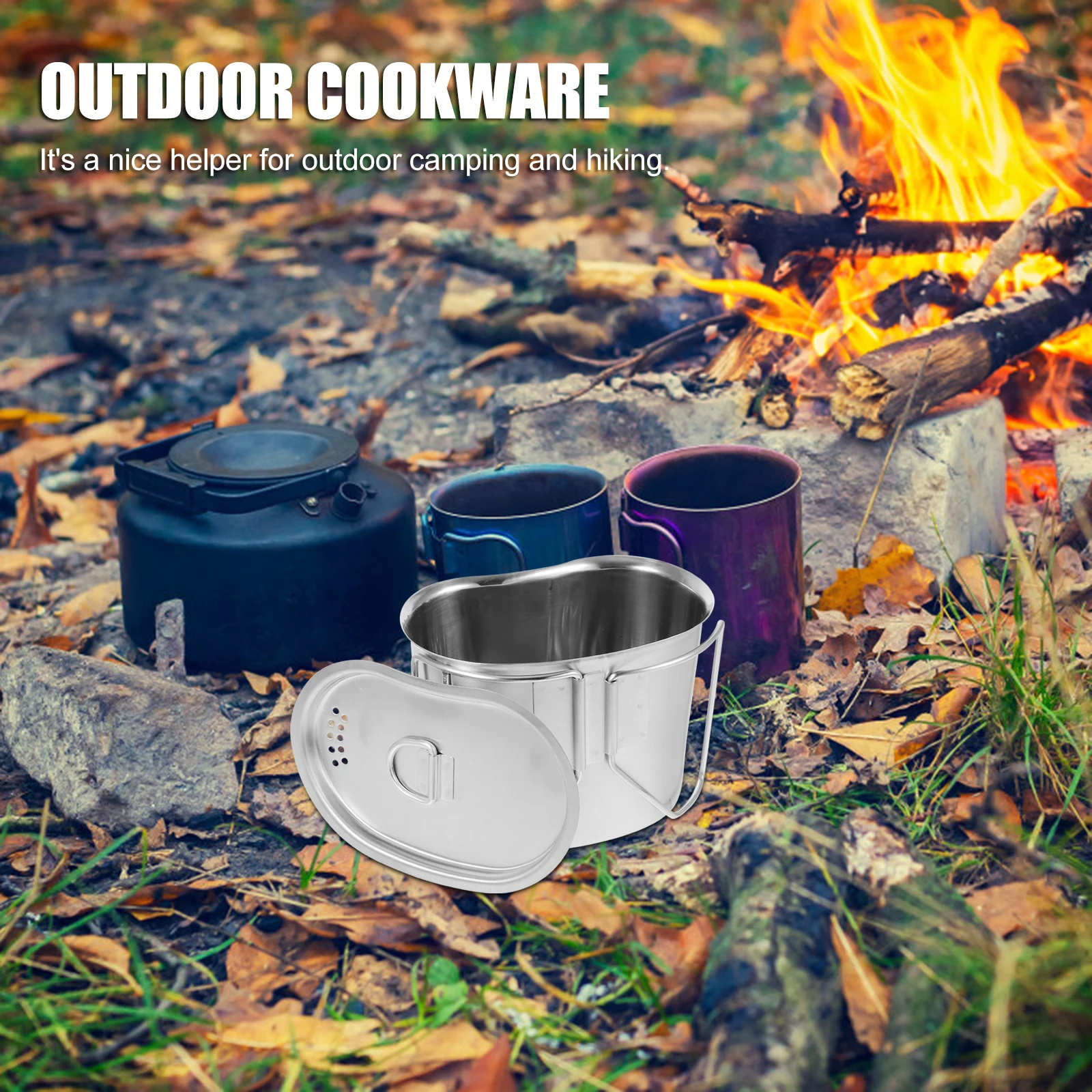 

Collapsible Outdoor Portable Pot Stainless Steel 202 Cookware Water Food Container Camping Hiking Mini Vessel Travel Lightweight