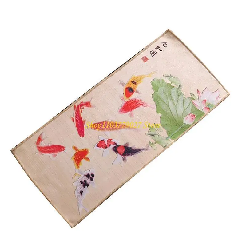 C4DF Chinese Painted Tea Towel Suede Cleaning Cloth Thickened Absorbent Rag for Home Office Kitchen Kung Fu Tea