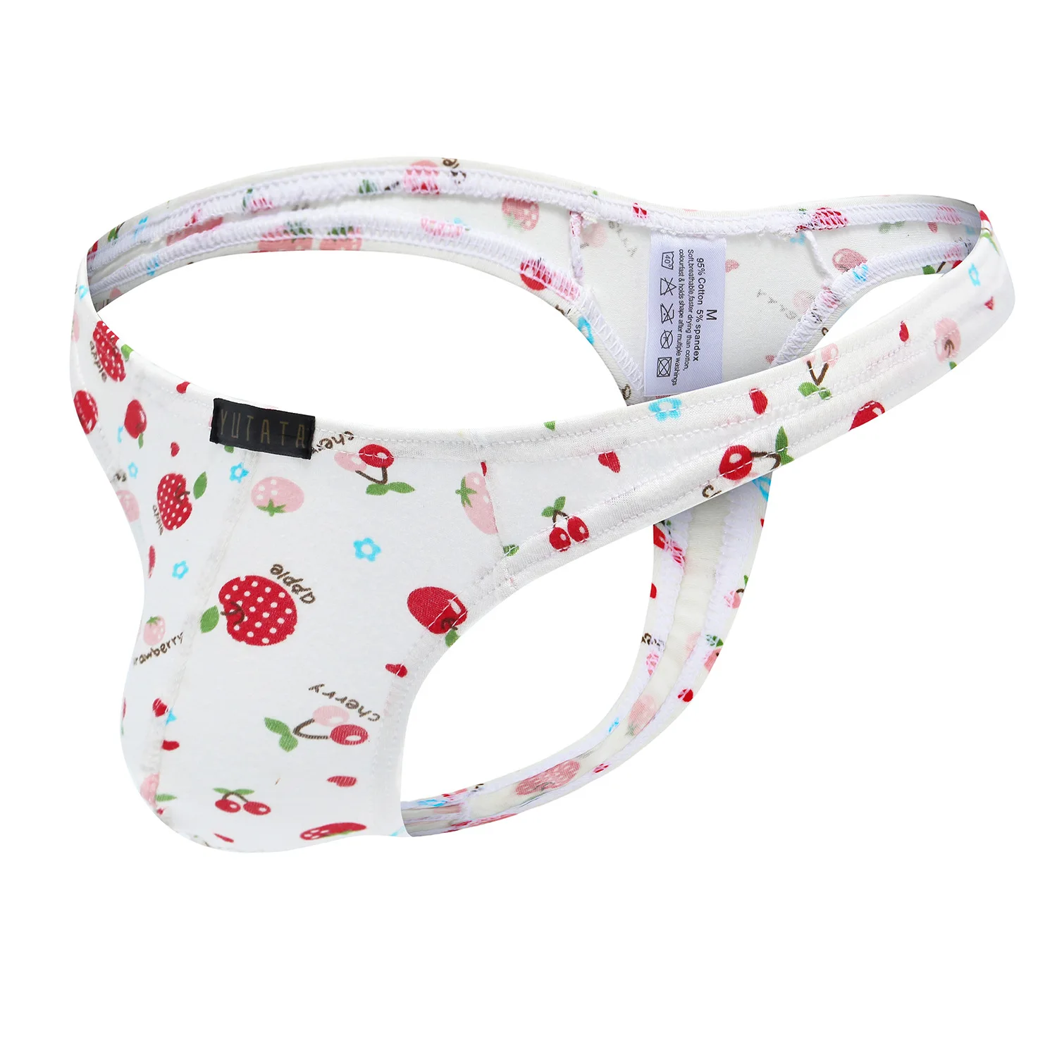 Men's White Thong 95% Cotton Cute Animal & Plant Print Soft Comfort Daily Underwear for Men 7 Styles Available S-XL