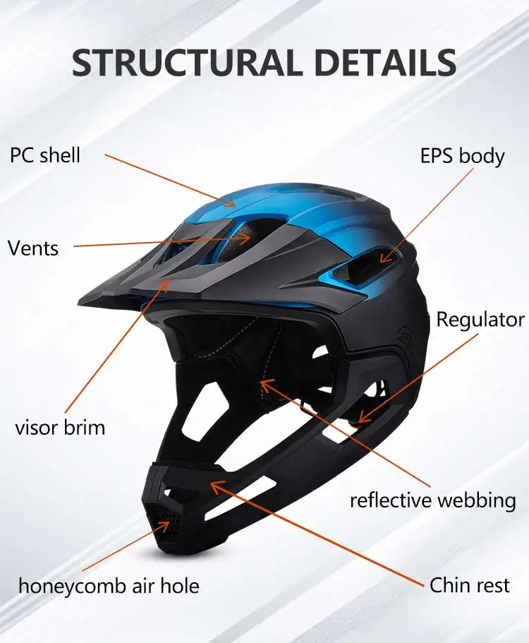 Eastinear's neuer Fahrrad-Mountainbike-Helm für Erwachsene, volles Gesicht, abnehmbarer einteiliger Motorrad-Schutzhelm, Kopfschutz – Detail 4