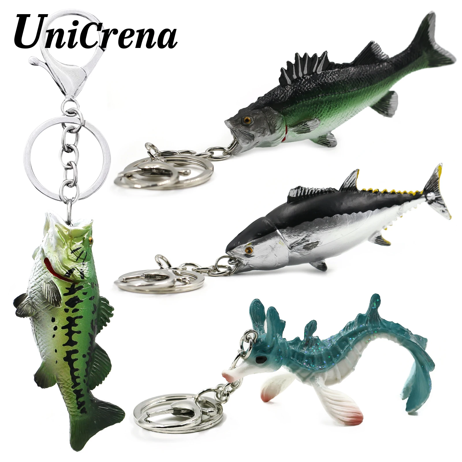 Fish Keychain Creative Handmade Fish Model Key Ring Trout/Snapper/Tuna/Salmon/Bass Keychain Fishing Themed Key Holder Accessory