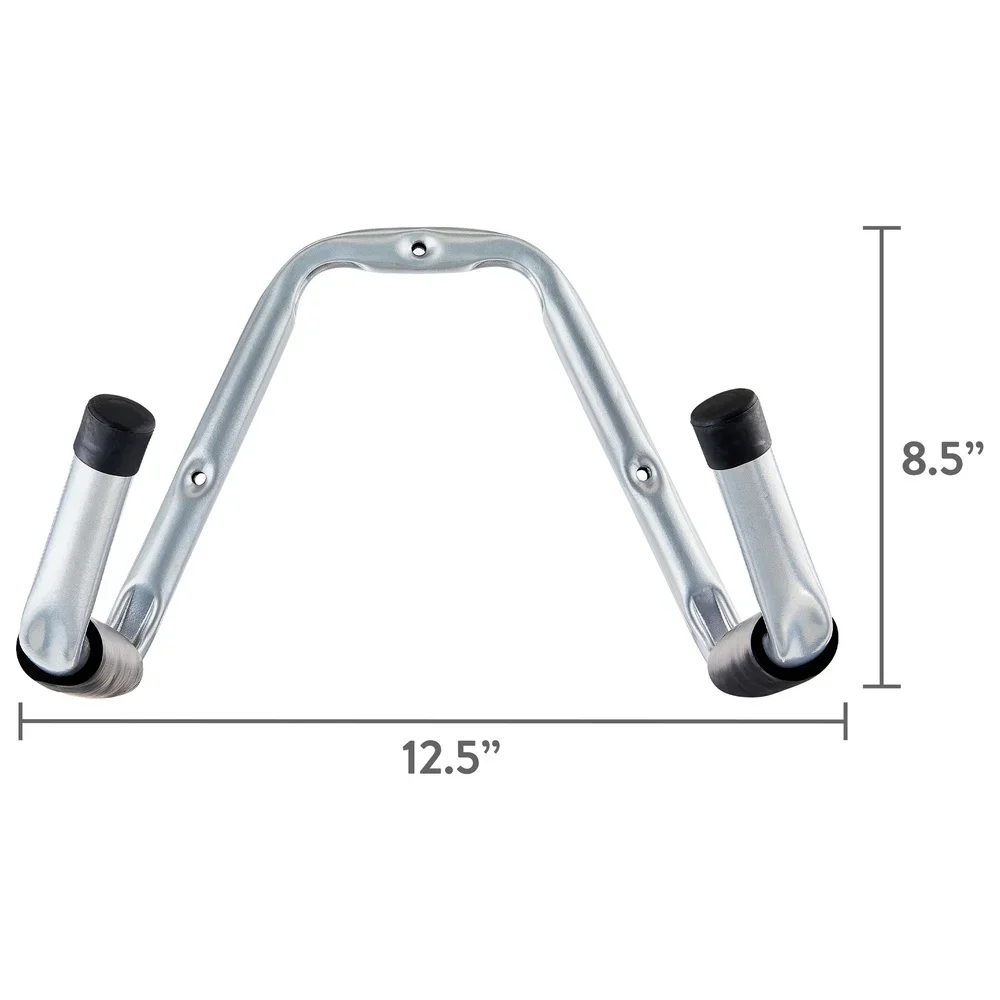 Gancho de utilidad de doble brazo de acero resistente, solución de almacenamiento montada en la pared, escaleras, herramientas, garaje, taller, sótano, capacidad de 75 libras