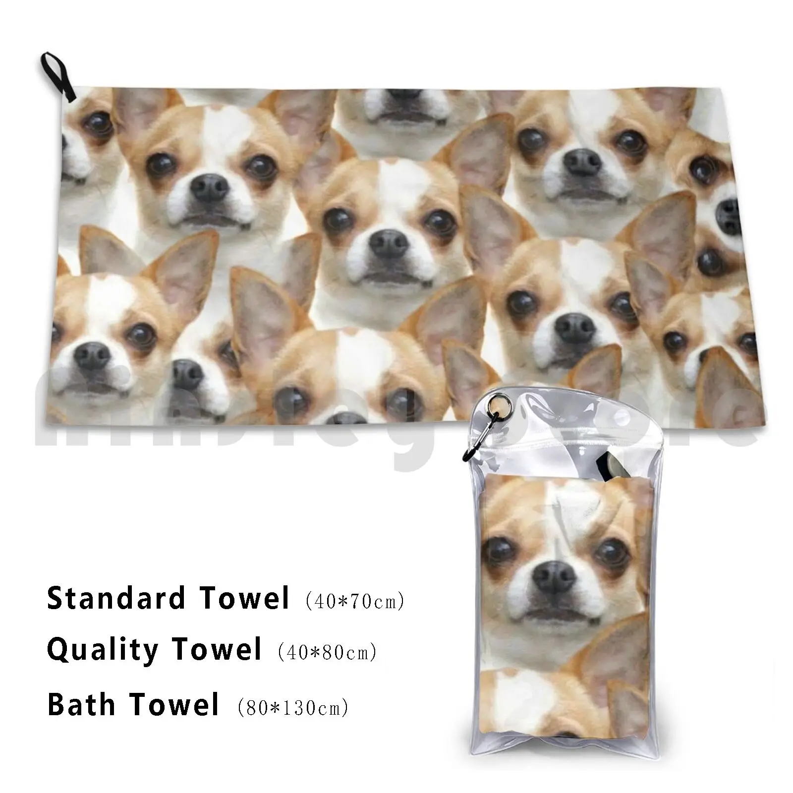Funny Chihuahua Pup Custom Towel Bath Towel Reusable Funny Cute Puppy Puppies Dogs