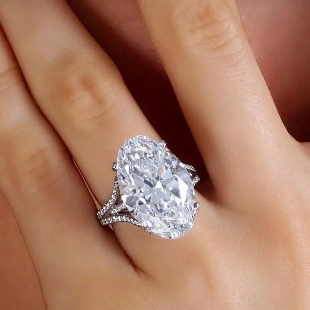 Gorgeous Big AAAAA Oval Cubic Zircon Rings for Women Wedding Gift Noble Female Party 925 Silver Ring Brilliant Fashion Jewelry