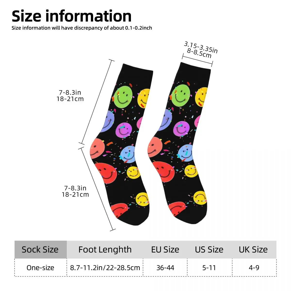 Crazy compression Happy Face Sock for Men Vintage Quality Pattern Crew Sock Novelty