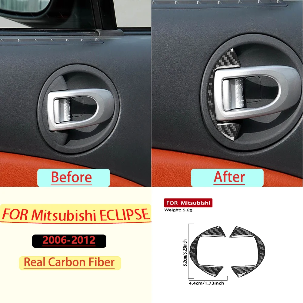 Real Soft Carbon Fiber For Mitsubishi Eclipse 2006-2012 Car Door Handle Cover Trim Customizable Sticker Interior Accessories