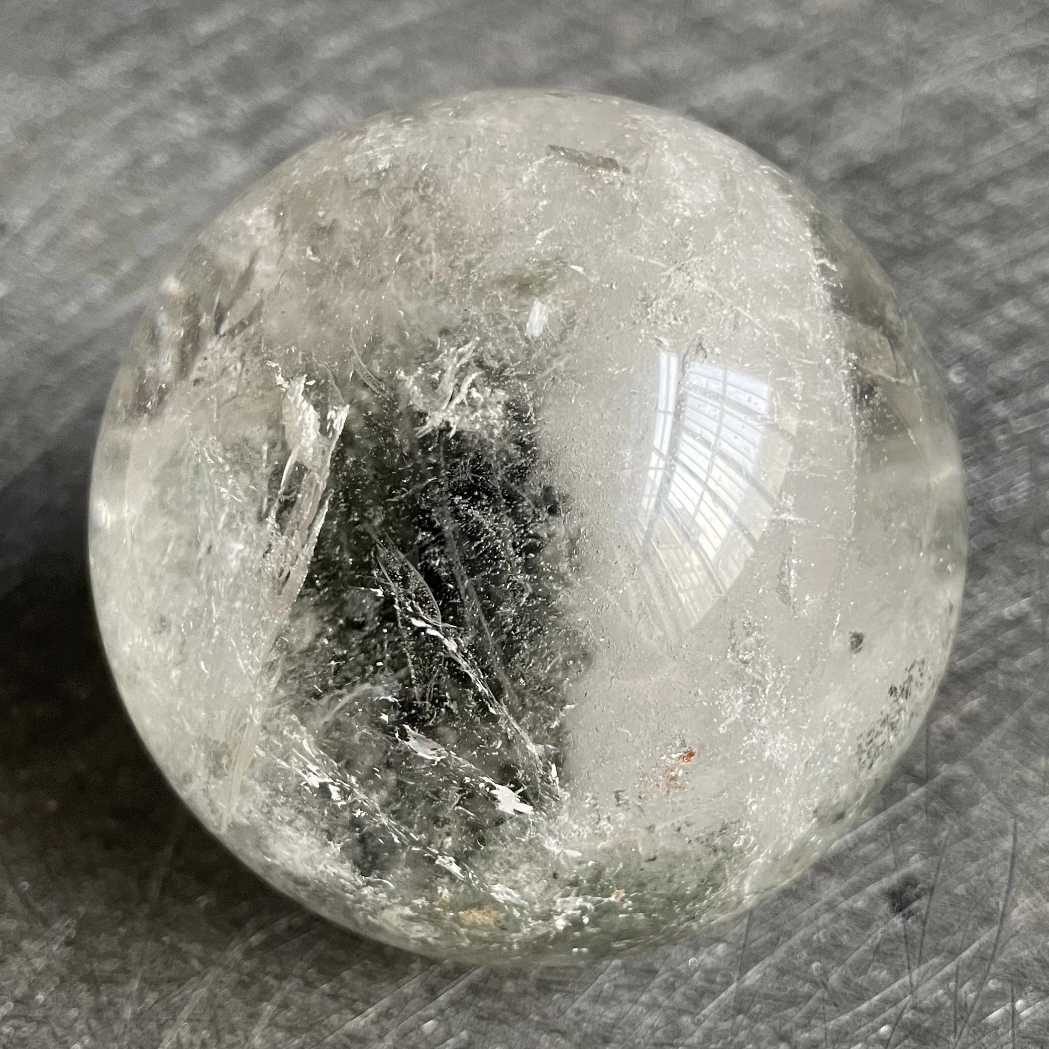 513g Natural Crystal Ball Green Phantom Decoration Polished Quartz Sphere Reiki Healing