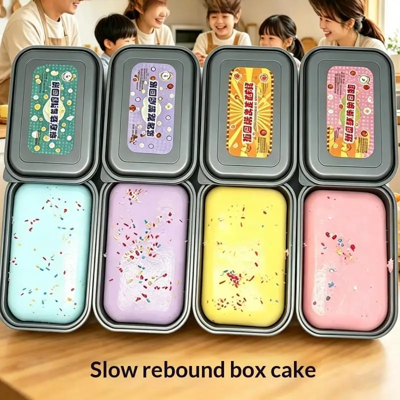 New！Sticky Box Cake Slow Rising Squeeze Toy Ice Cream Box Sensory Fidget Toy Anti Stress Release Hand Relax Gift