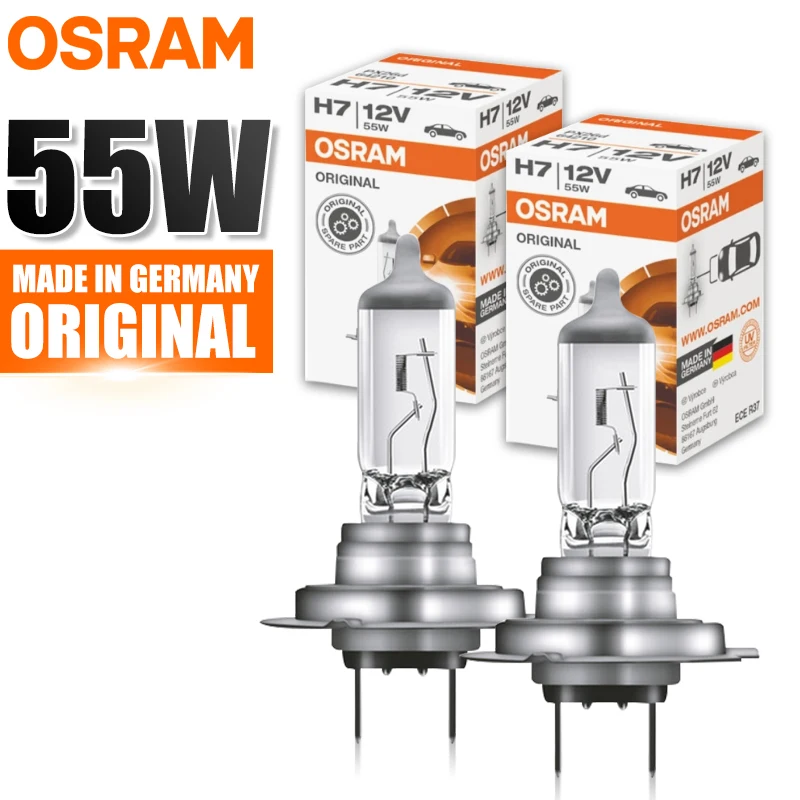 Lâmpada Halógena Automotiva OSRAM Original H7 H1 H4 H3 Padrão 12V 55W 3200K Super Brilhante Farol Alto/Baixo e Lâmpada de Neblina OEM (2 PEÇAS)