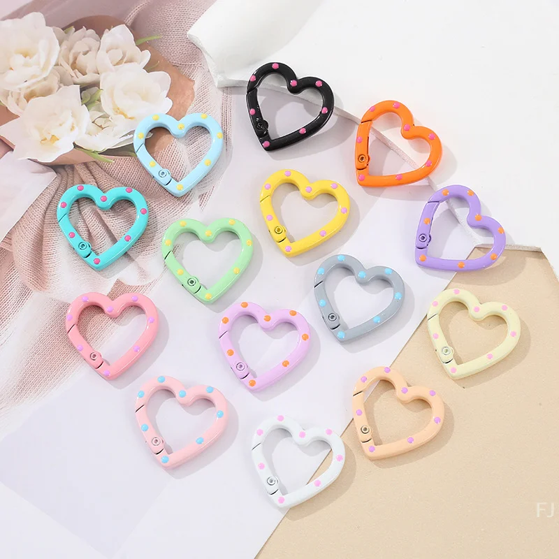 

[YU]4 Pieces Of Colorful Love Spring Keychain Keyring Heart-shaped Heart-shaped Spring Ring Diy Jewelry Accessories